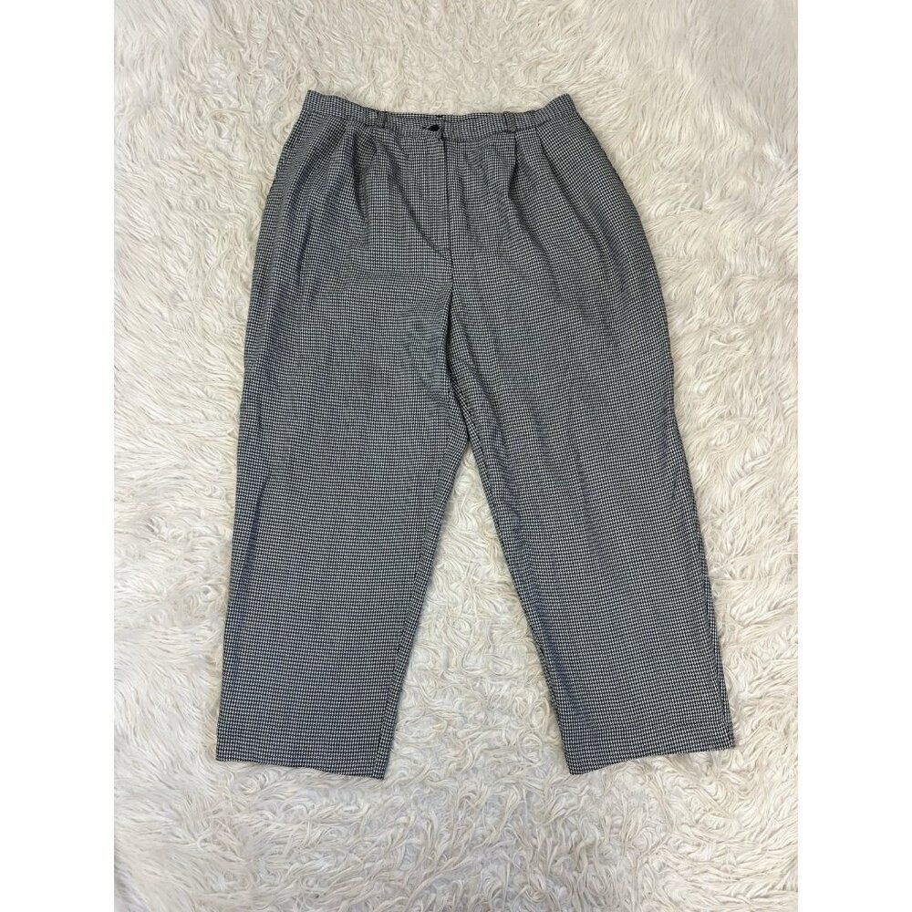 Liz Baker Women's Plus Size 20W Black & White Houndstooth High Rise USA Vintage